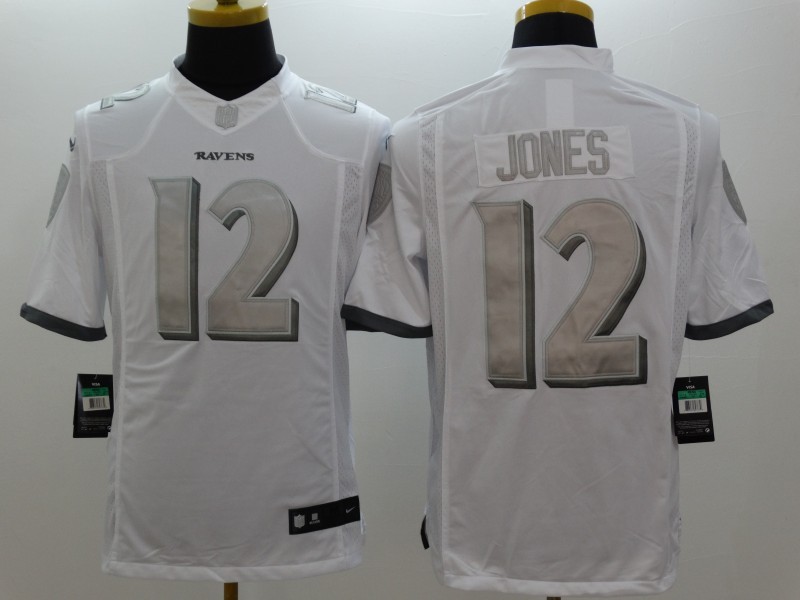 Men's Baltimore Ravens Jacoby Jones #12 White Jersey